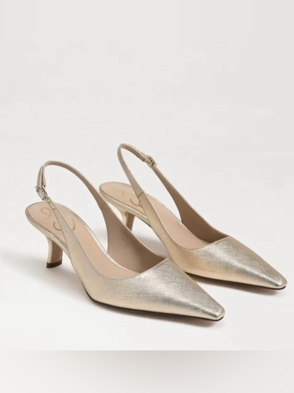 Sam Edelman Women’s Bianka Sling Metallic Gold Texture Slingback Pump Size 8.5